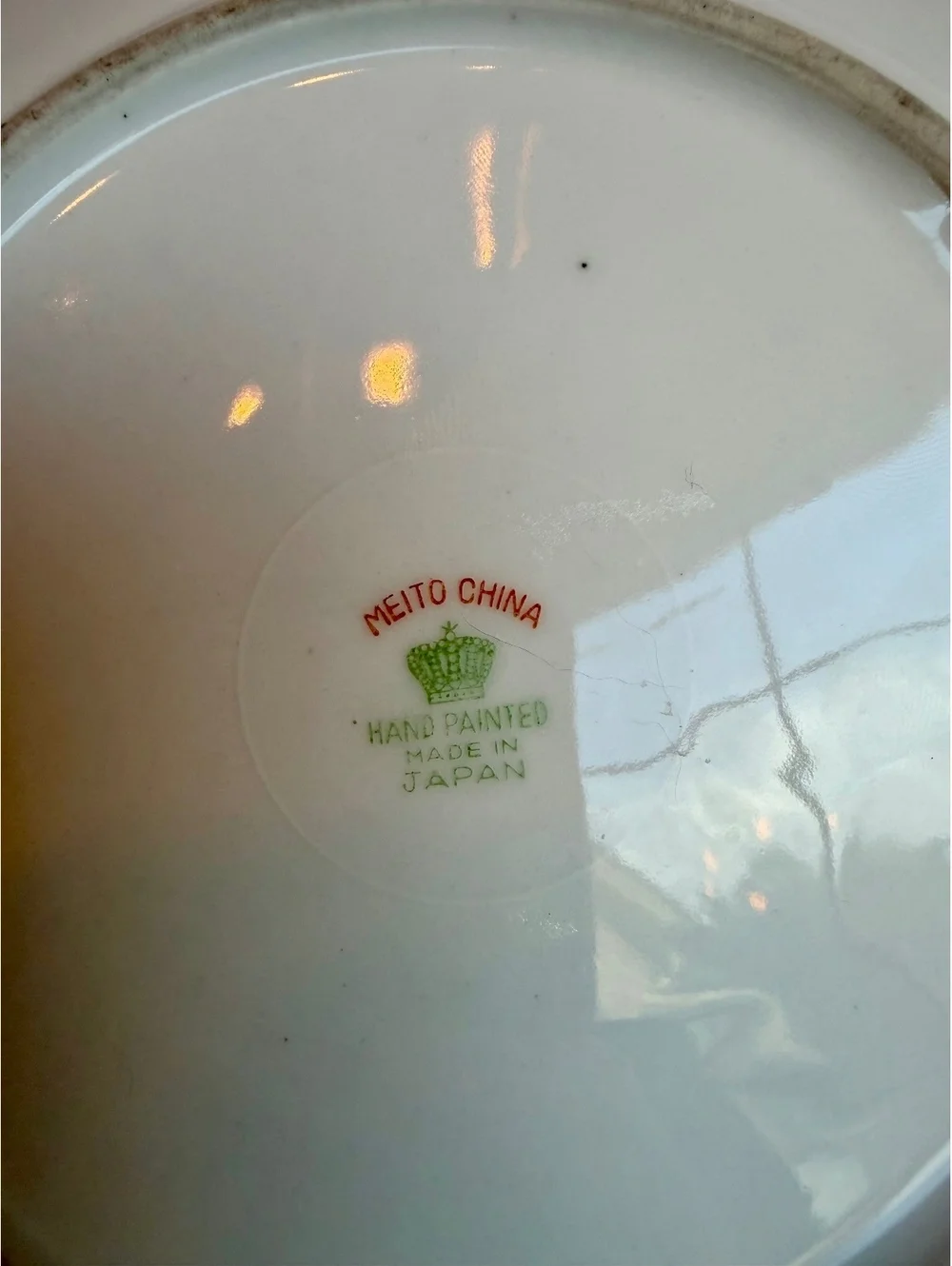 Vintage Meito China Set of 3 Iridescent Floral Plates Made in Japan